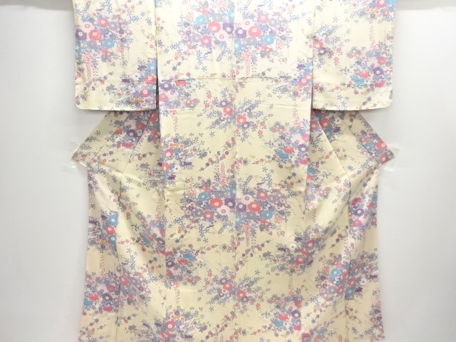 JAPANESE KIMONO / KOMON / CHIRIMEN / FLOWER & PLANT 